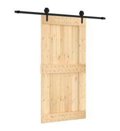 Porte coulissante et kit de quincaillerie 100x210 cm pin massif