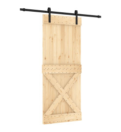 Porte coulissante et kit de quincaillerie 85x210 cm pin massif