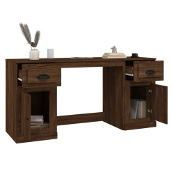 Bureau avec armoire chêne marron bois d'ingénierie