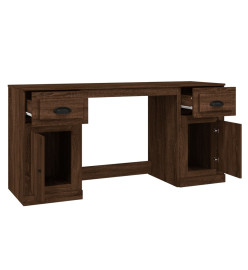 Bureau avec armoire chêne marron bois d'ingénierie