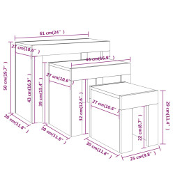 Tables basses gigognes 3 pcs sonoma gris bois d'ingénierie