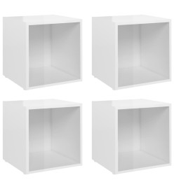 Meubles TV 4 pcs Blanc brillant 37x35x37 cm Aggloméré