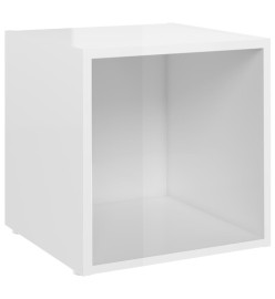 Meubles TV 4 pcs Blanc brillant 37x35x37 cm Aggloméré