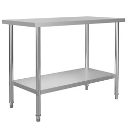 Table de travail de cuisine avec étagère 120x60x150 cm Inox