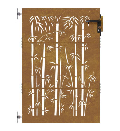 Portail de jardin 85x125 cm acier corten design de bambou