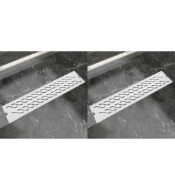 Drain de douche linéaire 2pcs Vague 530x140 mm Acier inoxydable