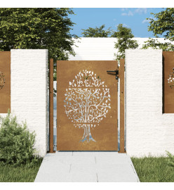 Portail de jardin 105x155 cm acier corten conception de l'arbre