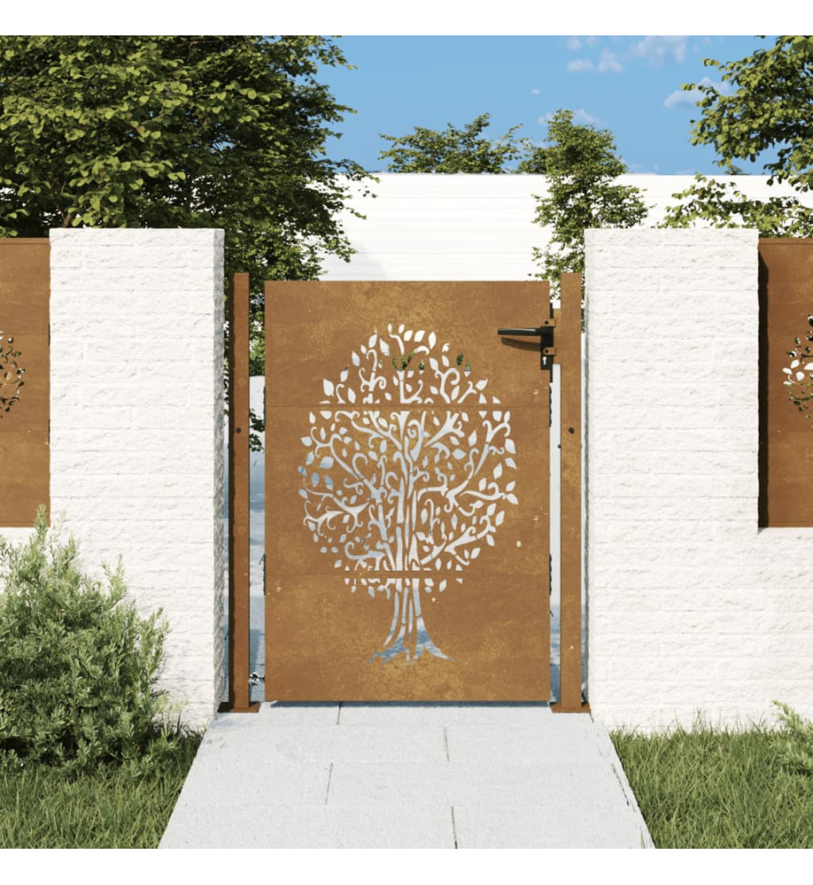 Portail de jardin 105x155 cm acier corten conception de l'arbre