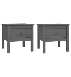 Tables d'appoint 2 pcs Gris 50x50x49 cm Bois massif de pin