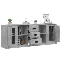 Buffets 3 pcs gris béton bois d'ingénierie