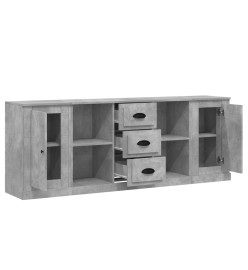 Buffets 3 pcs gris béton bois d'ingénierie