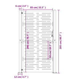 Portail de jardin 105x205 cm acier corten conception de carré