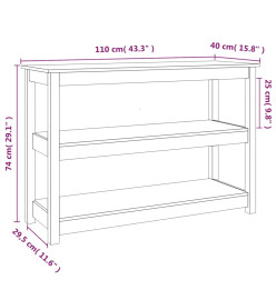 Table console Marron miel 110x40x74 cm Bois massif de pin