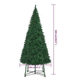 Sapin de Noël artificiel avec support 500 cm Vert