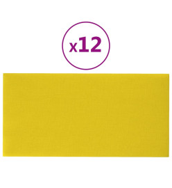 Panneaux muraux 12 pcs Jaune clair 60x30 cm Tissu 2,16 m²