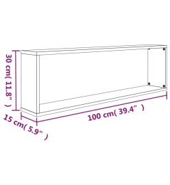 Étagères murales cubiques 4 pcs Chêne fumé 100x15x30 cm