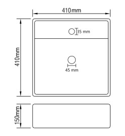 Lavabo carré à trop-plein Gris foncé mat 41x41 cm Céramique