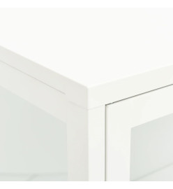 Buffet Blanc 75x35x105 cm Acier et verre