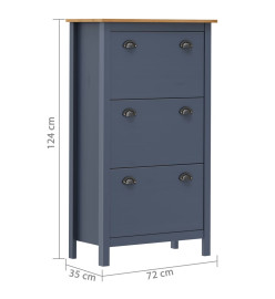 Armoire à chaussures Hill Gris 72x35x124 cm Bois de pin solide