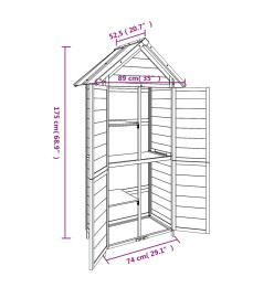 Abri à outils de jardin moka 89x52,5x175 cm bois massif pin