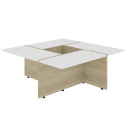 Table basse Blanc et chêne sonoma 79,5x79,5x30 cm Aggloméré