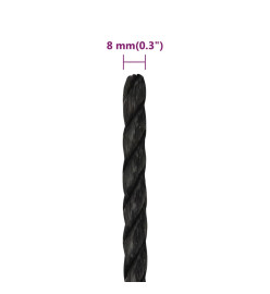 Corde de travail Noir 8 mm 250 m polypropylène