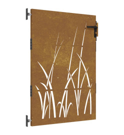 Portail de jardin 85x125 cm acier corten conception d'herbe