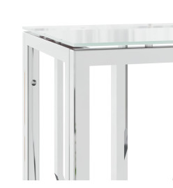 Table console 70x30x70 cm acier inoxydable et verre