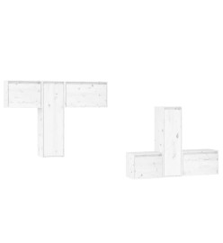 Meubles TV 6 pcs Blanc Bois massif de pin