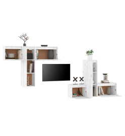 Meubles TV 6 pcs Blanc Bois massif de pin