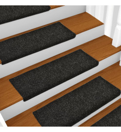 Tapis de marches d'escalier 10 pcs Noir 65x21x4 cm Aiguilleté