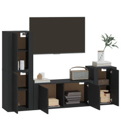 Ensemble de meubles TV 4 pcs Noir Bois d'ingénierie