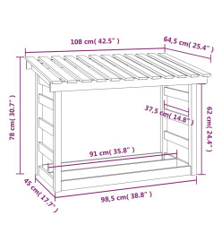 Support pour bois de chauffage Gris 108x64,5x78 cm Bois de pin