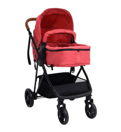 Poussette pour bébé 3-en-1 Rouge et noir Acier