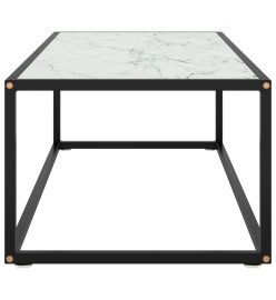 Table basse Noir avec verre marbre blanc 100x50x35 cm