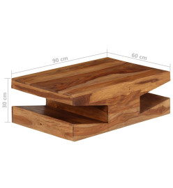 Table basse Bois massif de Sesham 90 x 60 x 30 cm