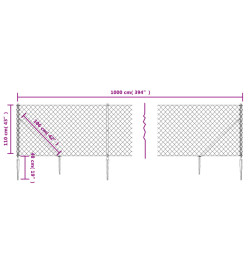 Clôture à mailles losangées avec ancrage anthracite 1,1x10 m