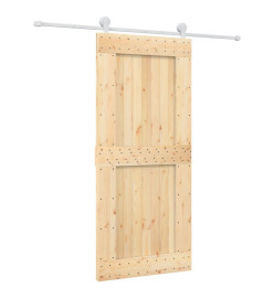 Porte coulissante et kit de quincaillerie 90x210 cm pin massif