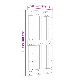 Porte coulissante et kit de quincaillerie 90x210 cm pin massif