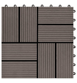 Carreaux de terrasse 22 pcs 30 x 30 cm 2 m² WPC Marron foncé