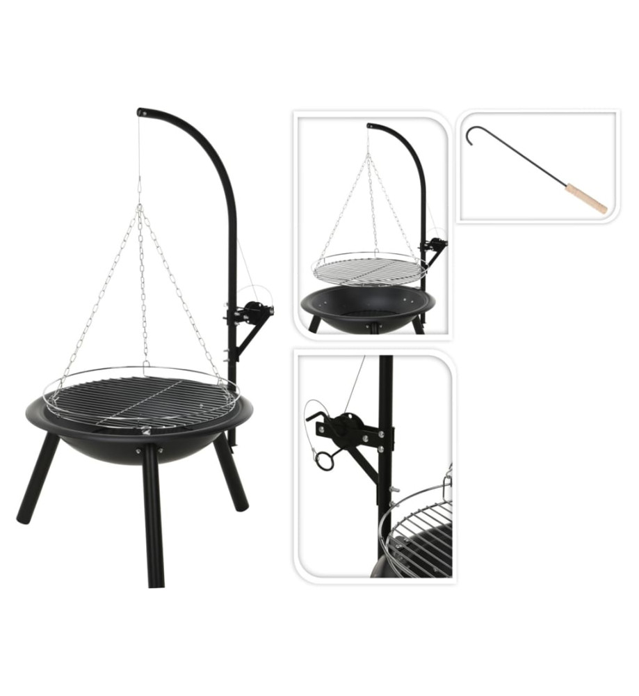 ProGarden Bol à feu avec grille de barbecue BBQ 55 cm