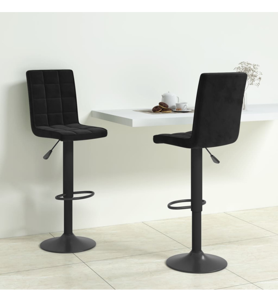 Tabourets de bar lot de 2 noir velours