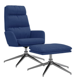 Chaise de relaxation avec tabouret Bleu Tissu