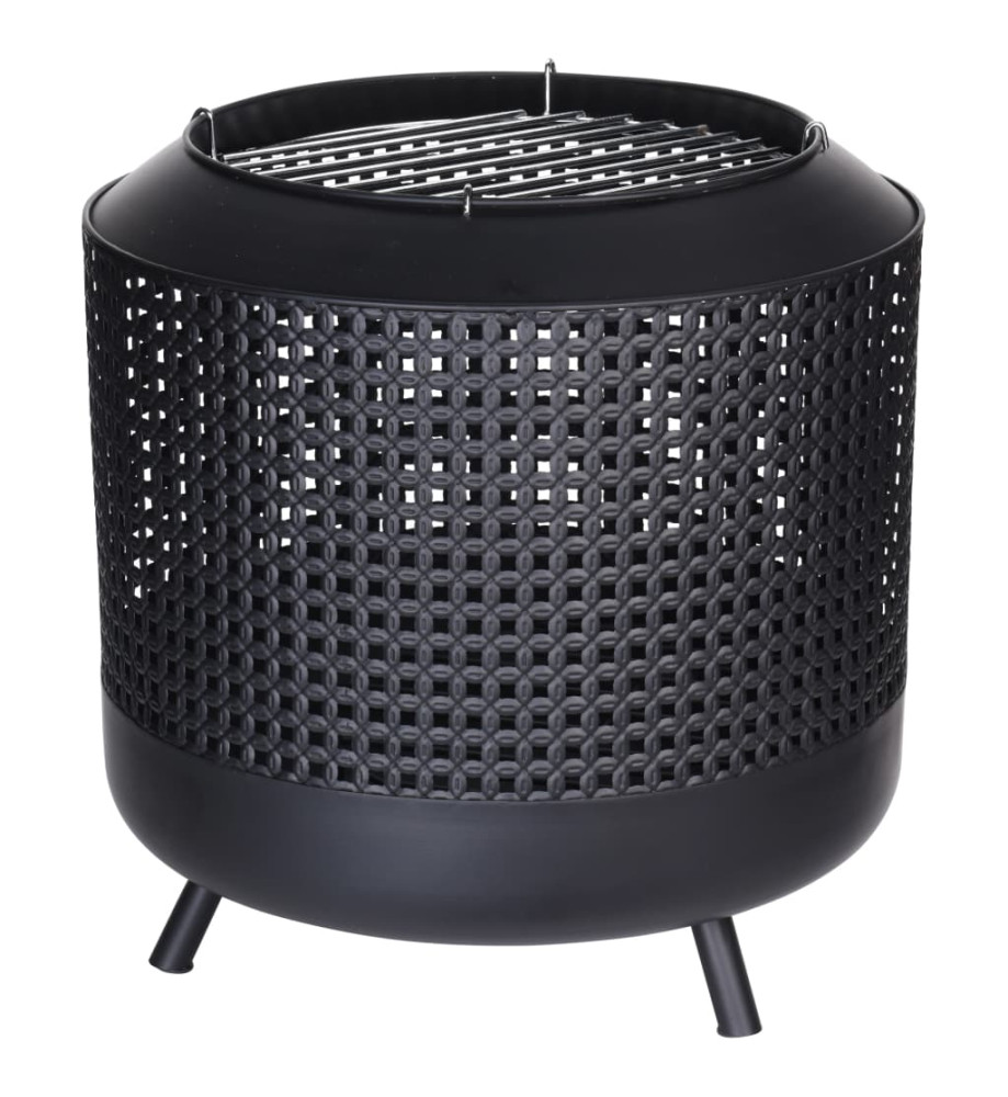 ProGarden Panier à feu avec grille de barbecue 50x51 cm Noir