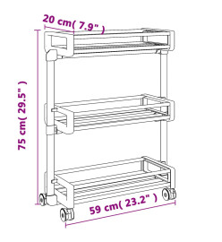 Chariot de rangement 59x20x75 cm aluminium