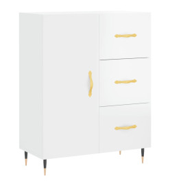 Buffet haut Blanc brillant 69,5x34x180 cm Bois d'ingénierie