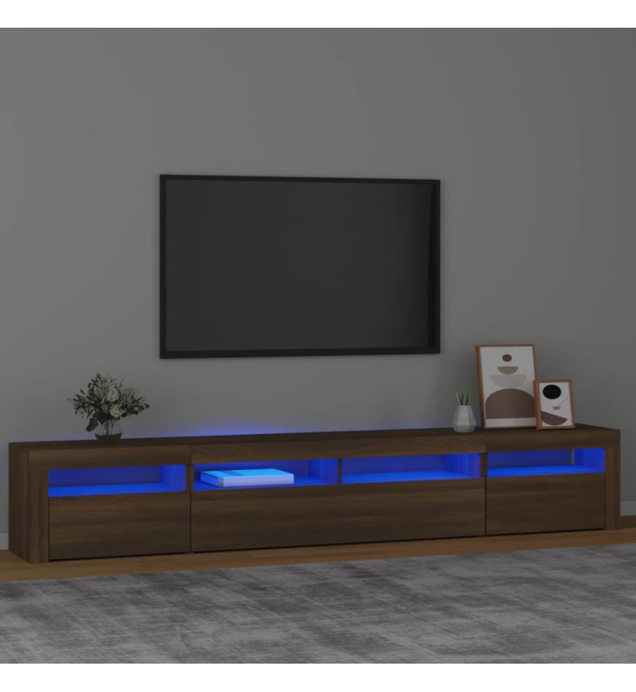 Meuble TV avec lumières LED Chêne marron 240x35x40 cm