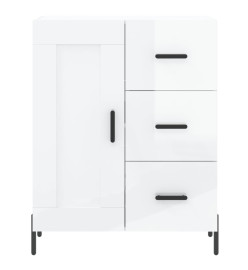 Buffet haut Blanc brillant 69,5x34x180 cm Bois d'ingénierie