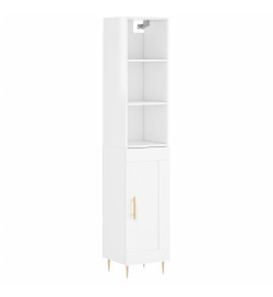 Buffet haut Blanc brillant 34,5x34x180 cm Bois d'ingénierie