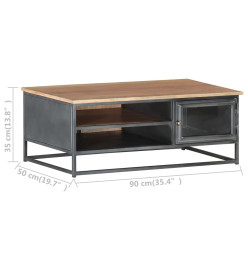 Table basse Gris 90x50x35 cm Bois d'acacia massif